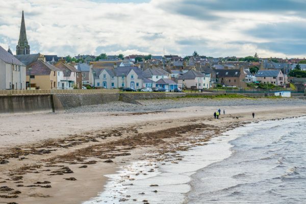 Thurso beach in a cloudy summer afternoon, Caithness, Scotland.